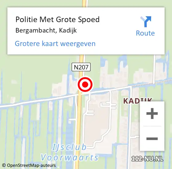 Locatie op kaart van de 112 melding: Politie Met Grote Spoed Naar Bergambacht, Kadijk op 1 juli 2021 16:10