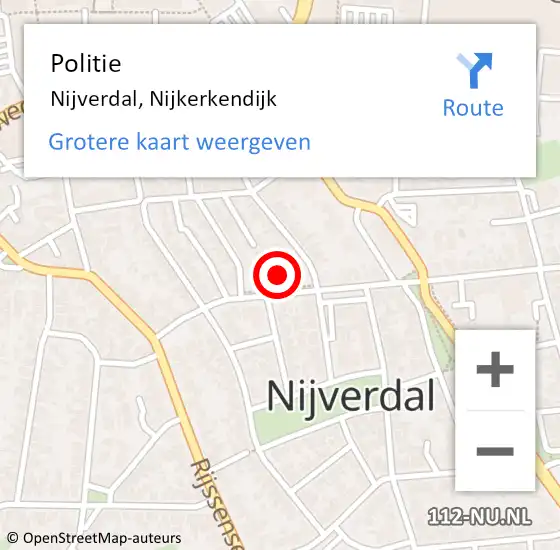 Locatie op kaart van de 112 melding: Politie Nijverdal, Nijkerkendijk op 1 juli 2021 16:15