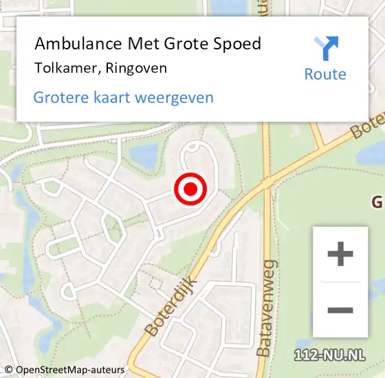 Locatie op kaart van de 112 melding: Ambulance Met Grote Spoed Naar Tolkamer, Ringoven op 1 juli 2021 16:17