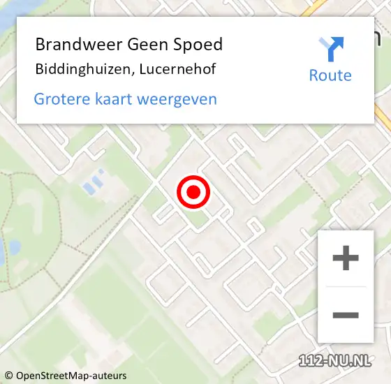 Locatie op kaart van de 112 melding: Brandweer Geen Spoed Naar Biddinghuizen, Lucernehof op 1 juli 2021 16:44