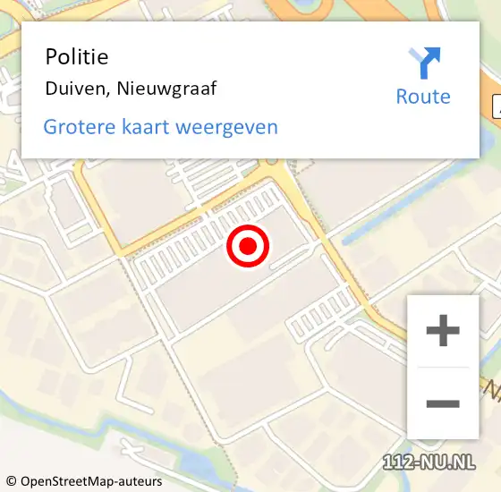 Locatie op kaart van de 112 melding: Politie Duiven, Nieuwgraaf op 1 juli 2021 17:06