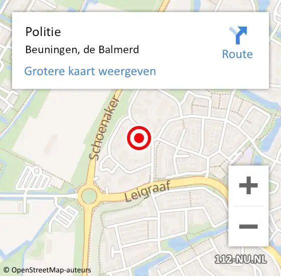 Locatie op kaart van de 112 melding: Politie Beuningen, de Balmerd op 1 juli 2021 17:23