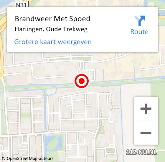 Locatie op kaart van de 112 melding: Brandweer Met Spoed Naar Harlingen, Oude Trekweg op 14 juni 2014 23:56