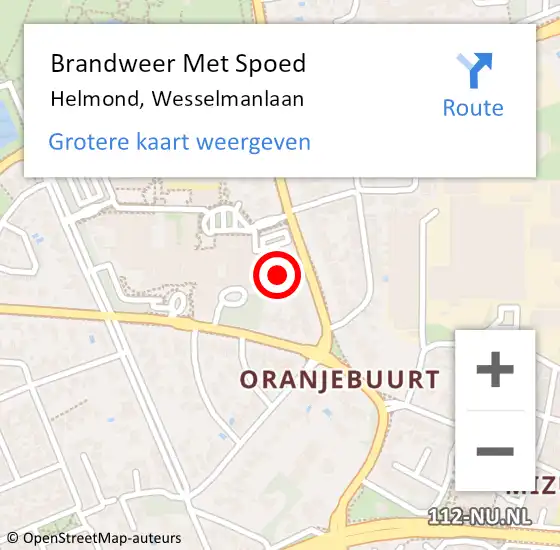 Locatie op kaart van de 112 melding: Brandweer Met Spoed Naar Helmond, Wesselmanlaan op 1 juli 2021 17:53