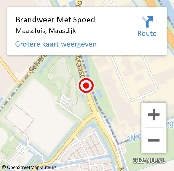 Locatie op kaart van de 112 melding: Brandweer Met Spoed Naar Maassluis, Maasdijk op 1 juli 2021 17:53