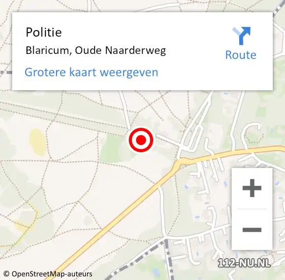 Locatie op kaart van de 112 melding: Politie Blaricum, Oude Naarderweg op 1 juli 2021 17:58