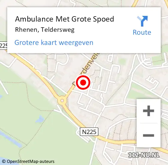 Locatie op kaart van de 112 melding: Ambulance Met Grote Spoed Naar Rhenen, Teldersweg op 1 juli 2021 18:25