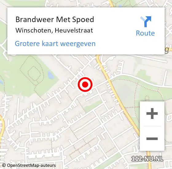 Locatie op kaart van de 112 melding: Brandweer Met Spoed Naar Winschoten, Heuvelstraat op 1 juli 2021 18:59