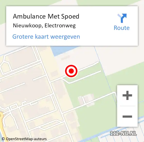 Locatie op kaart van de 112 melding: Ambulance Met Spoed Naar Nieuwkoop, Electronweg op 1 juli 2021 19:02