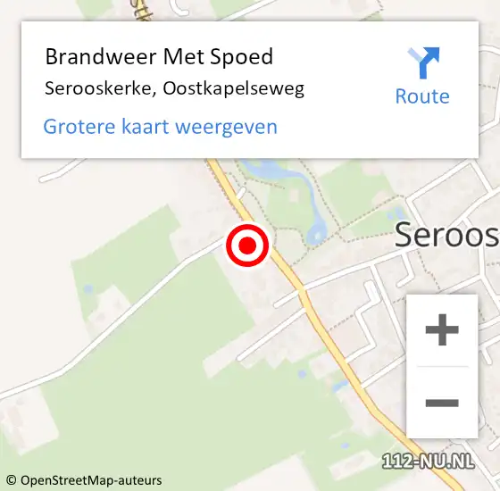 Locatie op kaart van de 112 melding: Brandweer Met Spoed Naar Serooskerke, Oostkapelseweg op 1 juli 2021 19:23