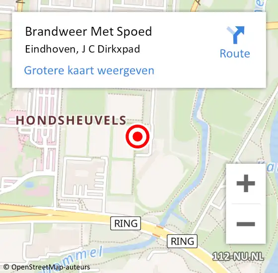 Locatie op kaart van de 112 melding: Brandweer Met Spoed Naar Eindhoven, J C Dirkxpad op 1 juli 2021 19:32