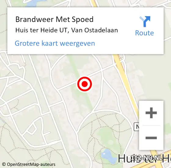 Locatie op kaart van de 112 melding: Brandweer Met Spoed Naar Huis ter Heide UT, Van Ostadelaan op 15 juni 2014 00:13