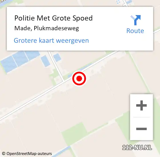 Locatie op kaart van de 112 melding: Politie Met Grote Spoed Naar Made, Plukmadeseweg op 1 juli 2021 20:28