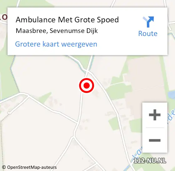 Locatie op kaart van de 112 melding: Ambulance Met Grote Spoed Naar Maasbree, Sevenumse Dijk op 15 juni 2014 00:19