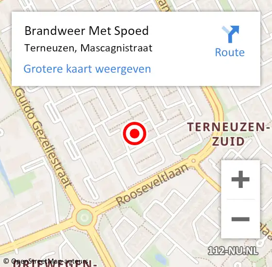 Locatie op kaart van de 112 melding: Brandweer Met Spoed Naar Terneuzen, Mascagnistraat op 1 juli 2021 21:35