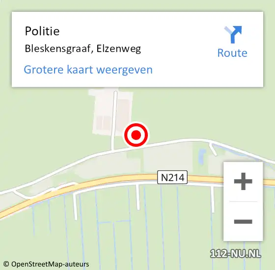 Locatie op kaart van de 112 melding: Politie Bleskensgraaf, Elzenweg op 1 juli 2021 22:10