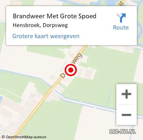 Locatie op kaart van de 112 melding: Brandweer Met Grote Spoed Naar Hensbroek, Dorpsweg op 1 juli 2021 23:29