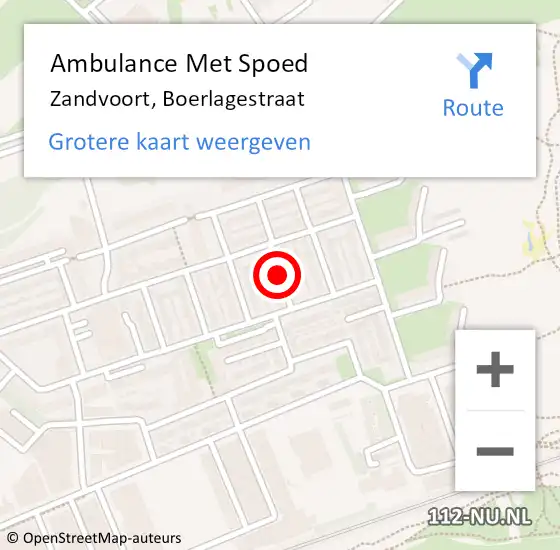 Locatie op kaart van de 112 melding: Ambulance Met Spoed Naar Zandvoort, Boerlagestraat op 1 juli 2021 23:34