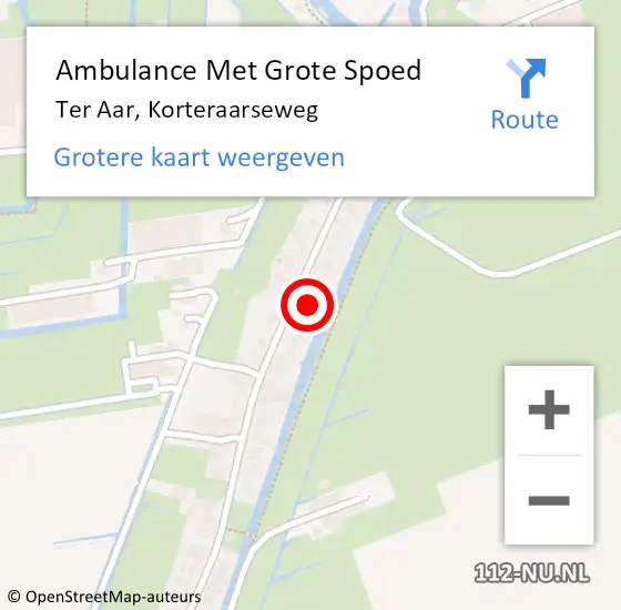 Locatie op kaart van de 112 melding: Ambulance Met Grote Spoed Naar Ter Aar, Korteraarseweg op 2 juli 2021 00:38