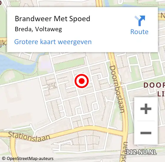 Locatie op kaart van de 112 melding: Brandweer Met Spoed Naar Breda, Voltaweg op 2 juli 2021 00:42