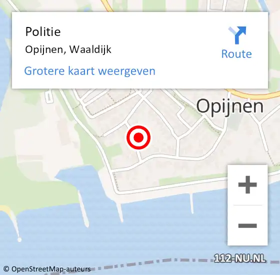 Locatie op kaart van de 112 melding: Politie Opijnen, Waaldijk op 2 juli 2021 00:44