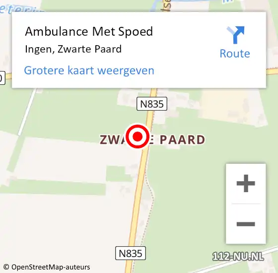 Locatie op kaart van de 112 melding: Ambulance Met Spoed Naar Ingen, Zwarte Paard op 2 juli 2021 01:08