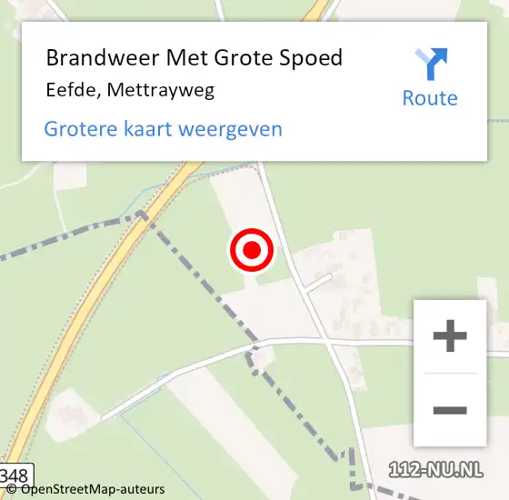 Locatie op kaart van de 112 melding: Brandweer Met Grote Spoed Naar Eefde, Mettrayweg op 2 juli 2021 02:13