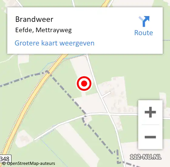 Locatie op kaart van de 112 melding: Brandweer Eefde, Mettrayweg op 2 juli 2021 02:16