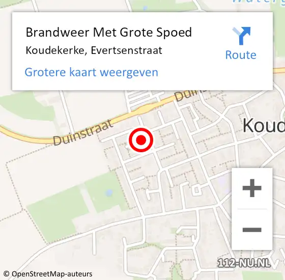 Locatie op kaart van de 112 melding: Brandweer Met Grote Spoed Naar Koudekerke, Evertsenstraat op 2 juli 2021 02:31