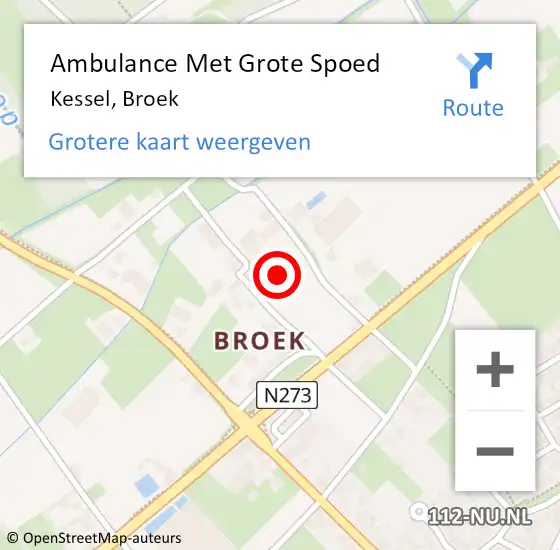 Locatie op kaart van de 112 melding: Ambulance Met Grote Spoed Naar Kessel, Broek op 2 juli 2021 02:33