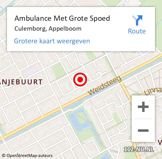 Locatie op kaart van de 112 melding: Ambulance Met Grote Spoed Naar Culemborg, Appelboom op 2 juli 2021 03:04