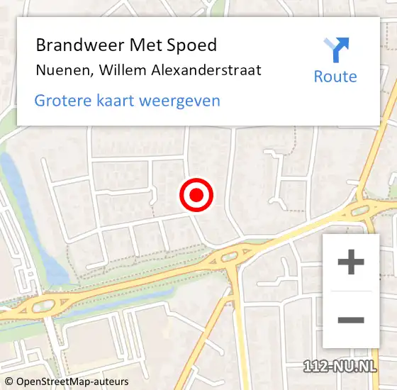 Locatie op kaart van de 112 melding: Brandweer Met Spoed Naar Nuenen, Willem Alexanderstraat op 2 juli 2021 03:32