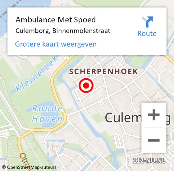 Locatie op kaart van de 112 melding: Ambulance Met Spoed Naar Culemborg, Binnenmolenstraat op 2 juli 2021 04:14