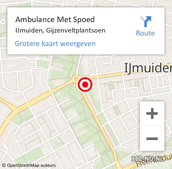Locatie op kaart van de 112 melding: Ambulance Met Spoed Naar IJmuiden, Gijzenveltplantsoen op 2 juli 2021 05:40