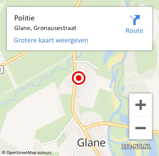 Locatie op kaart van de 112 melding: Politie Glane, Gronausestraat op 2 juli 2021 06:40
