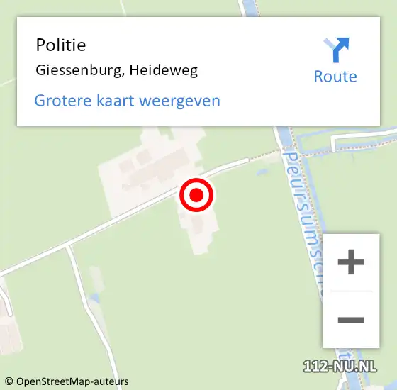 Locatie op kaart van de 112 melding: Politie Giessenburg, Heideweg op 2 juli 2021 07:01