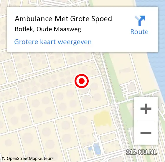 Locatie op kaart van de 112 melding: Ambulance Met Grote Spoed Naar Botlek, Oude Maasweg op 2 juli 2021 07:01