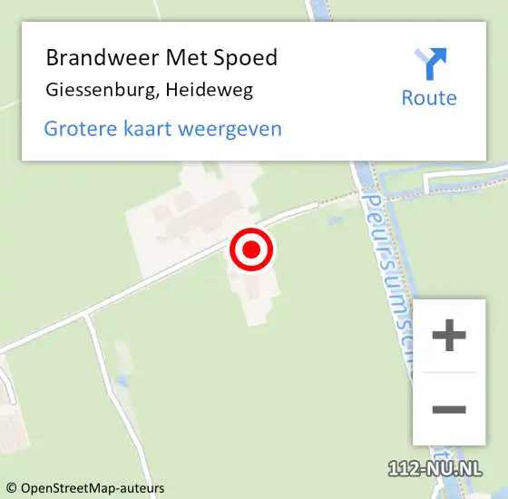 Locatie op kaart van de 112 melding: Brandweer Met Spoed Naar Giessenburg, Heideweg op 2 juli 2021 07:05