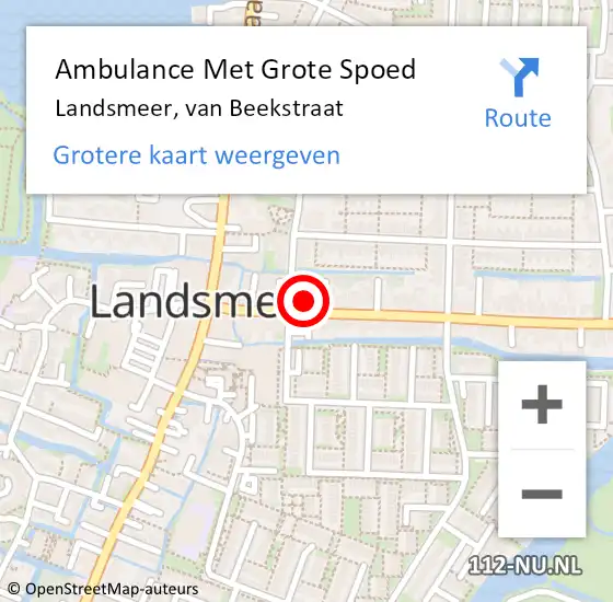 Locatie op kaart van de 112 melding: Ambulance Met Grote Spoed Naar Landsmeer, van Beekstraat op 2 juli 2021 07:10