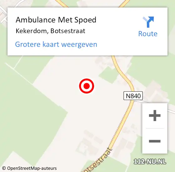 Locatie op kaart van de 112 melding: Ambulance Met Spoed Naar Kekerdom, Botsestraat op 2 juli 2021 07:40