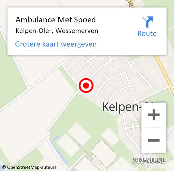 Locatie op kaart van de 112 melding: Ambulance Met Spoed Naar Kelpen-Oler, Wessemerven op 15 juni 2014 01:11