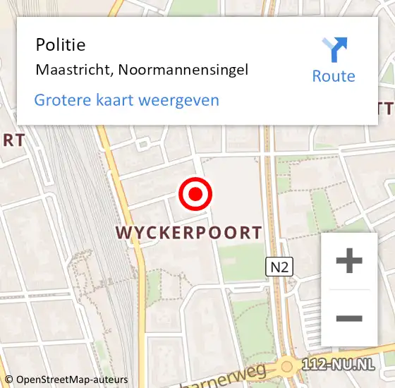 Locatie op kaart van de 112 melding: Politie Maastricht, Noormannensingel op 2 juli 2021 08:30