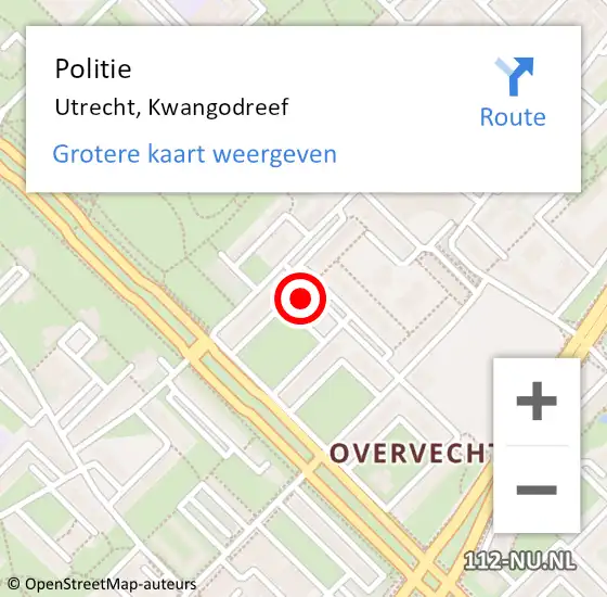 Locatie op kaart van de 112 melding: Politie Utrecht, Kwangodreef op 2 juli 2021 08:36