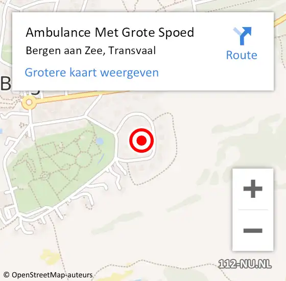 Locatie op kaart van de 112 melding: Ambulance Met Grote Spoed Naar Bergen aan Zee, Transvaal op 2 juli 2021 08:37