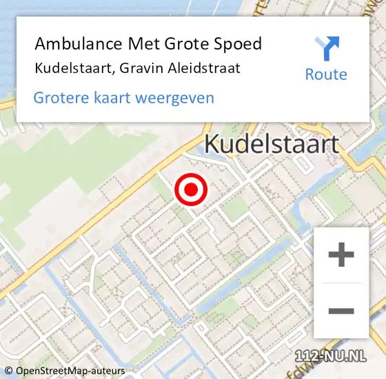 Locatie op kaart van de 112 melding: Ambulance Met Grote Spoed Naar Kudelstaart, Gravin Aleidstraat op 2 juli 2021 09:01