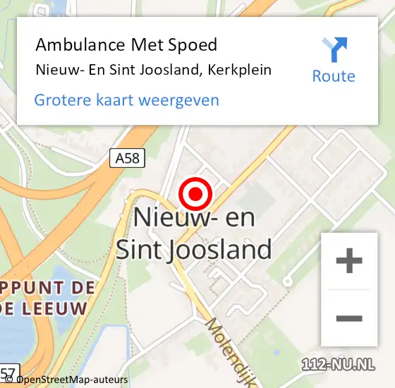 Locatie op kaart van de 112 melding: Ambulance Met Spoed Naar Nieuw- En Sint Joosland, Kerkplein op 15 juni 2014 01:21