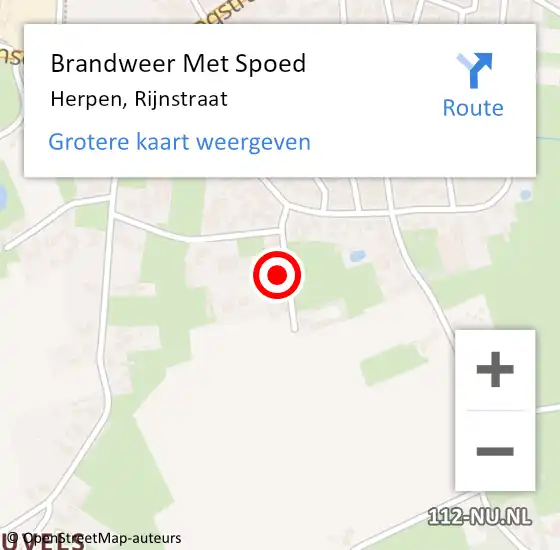 Locatie op kaart van de 112 melding: Brandweer Met Spoed Naar Herpen, Rijnstraat op 2 juli 2021 09:15