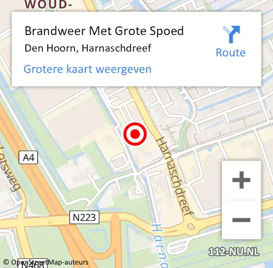 Locatie op kaart van de 112 melding: Brandweer Met Grote Spoed Naar Den Hoorn, Harnaschdreef op 2 juli 2021 09:22