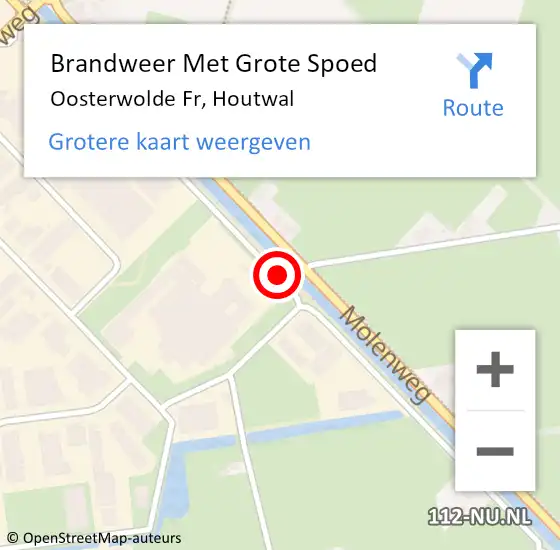 Locatie op kaart van de 112 melding: Brandweer Met Grote Spoed Naar Oosterwolde Fr, Houtwal op 5 oktober 2013 05:34