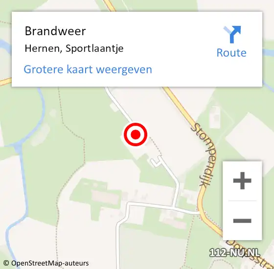 Locatie op kaart van de 112 melding: Brandweer Hernen, Sportlaantje op 2 juli 2021 09:33